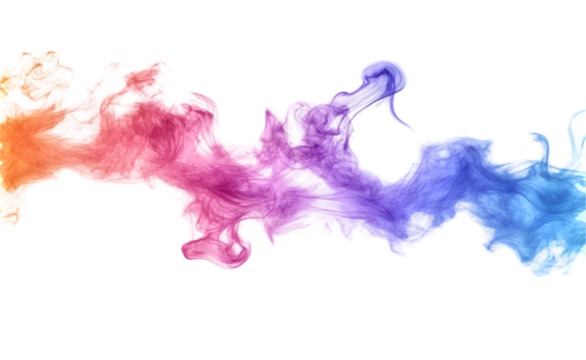 Colored smoke explodes isolated on transparent background.