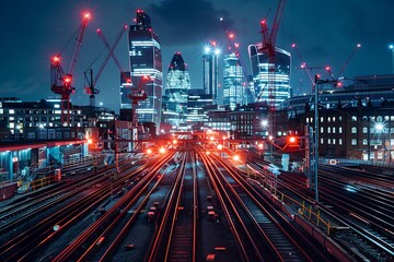 railway line long exposure looking over Battersea
