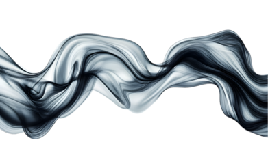Liquid flow of gray acrylic paint ribbon isolated on transparent background.