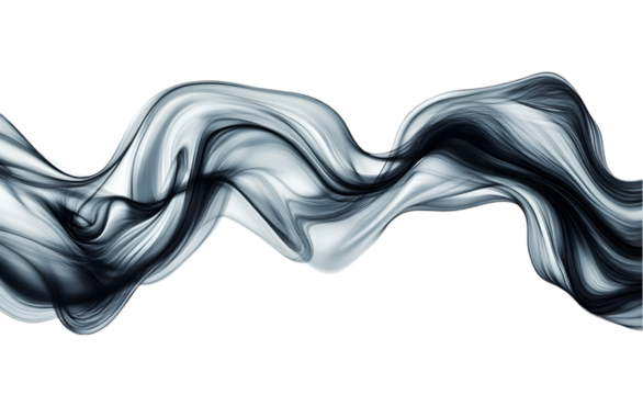 Liquid flow of gray acrylic paint ribbon isolated on transparent background.