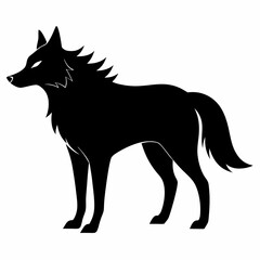illustration of fox, wolf vector illustration, pet vector art, wolfs silhouette, animal vector icon, eps