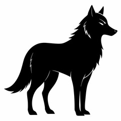 illustration of fox, wolf vector illustration, pet vector art, wolfs silhouette, animal vector icon, eps