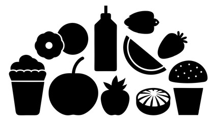 Delicious Food Silhouettes: Creative Designs and Culinary Art, Graphics for Restaurants and Recipes.