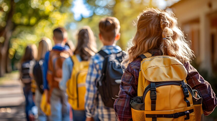 Students Walking with Backpacks