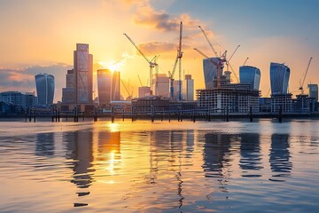 Fototapeta premium Panoramic view of Business bay of Dubai, UAE