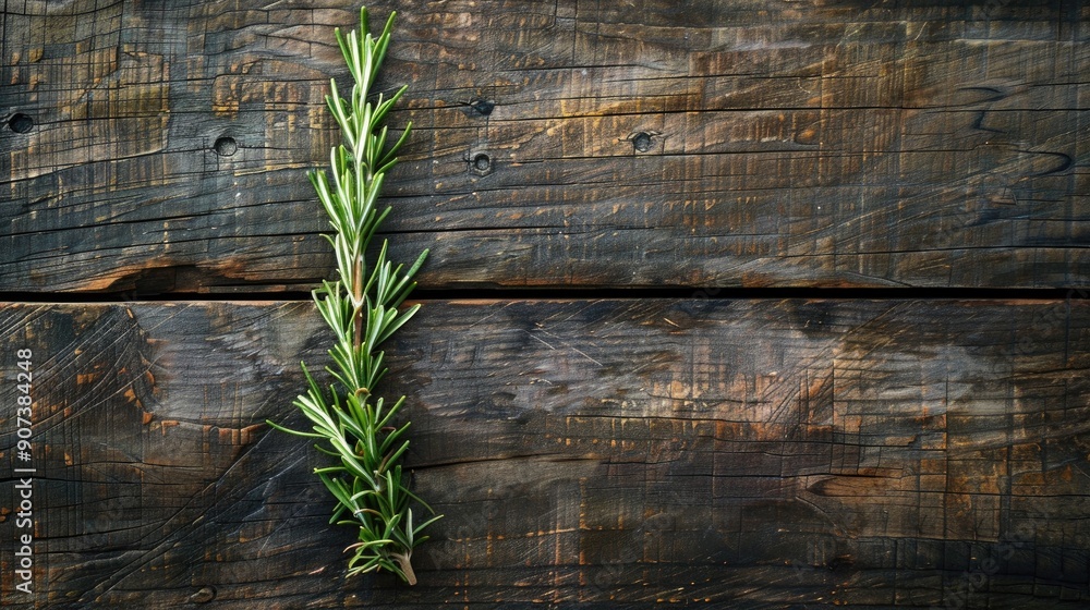 Canvas Prints rosemary stem on wooden table from above