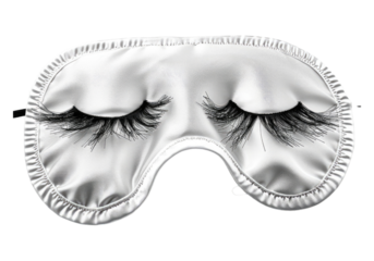 sleep mask with eyelashes design isolated on transparent background.