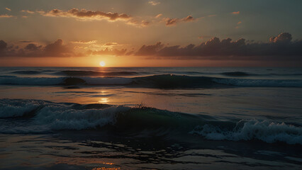 Fototapeta premium Sunset Serenity: Coastal Beauty Unveiled