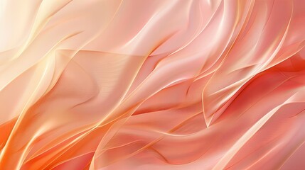 Elegant Gradient Frosted Glass with Flowing Curves, Reflecting Sienna and Peach Tones in a Modern Interior Design