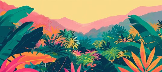 Create an illustration highlighting the protection of natural parks and reserves, with vibrant landscapes. Leave ample copy space.