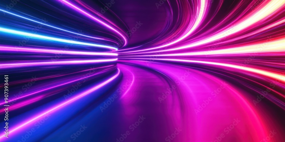 Aufkleber abstract neon light trails in a minimalistic design, highlighting the concept of dynamic and innovat