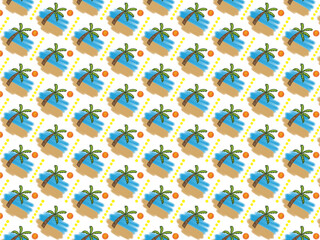 Coconut tree on beach seamless pattern background.