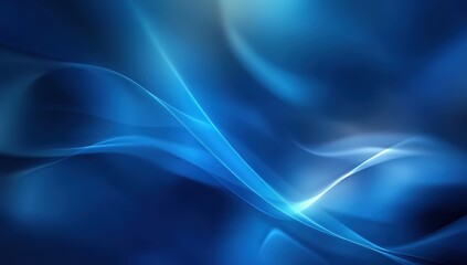 Abstract Blue Background with Blurred Light Waves, Ideal for Design and Technology Concepts with Copy Space