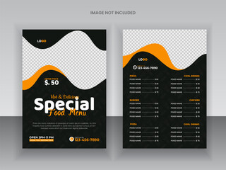 Editable Restaurant discount food menu design and A4 menu card design template for your restaurant healthy food flyer design template