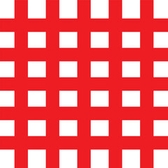 Red white background of squares and intersecting stripes and lines. Checkered striped seamless repeat pattern. Vector illustration. EPS 10/Ai