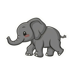 Fototapeta premium Cute Cartoon Elephant Sticker - Adorable Animal Illustration for Kids, Scrapbooking, and Decoration