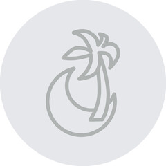 moon and plam tree Vector Line Grey Circle Grey