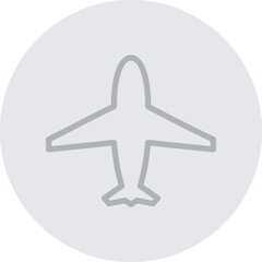 Airplane Vector Line Grey Circle Grey