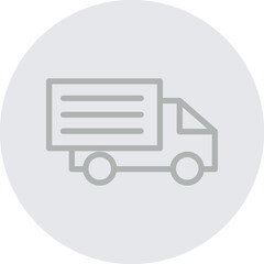Icecream Truck Vector Line Grey Circle Grey