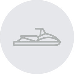 Jet ski Vector Line Grey Circle Grey