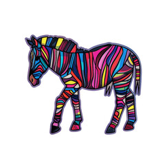 Fototapeta premium Colorful Abstract Zebra Animal Sticker - Vibrant and Artistic Design for Decoration and Craft Projects