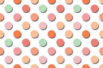 Colorful polka dot seamless pattern on white background