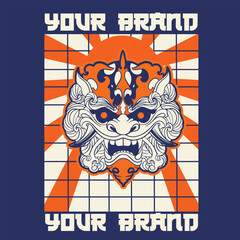 Hand Drawn Foo Dog Illustration Stock Vector	