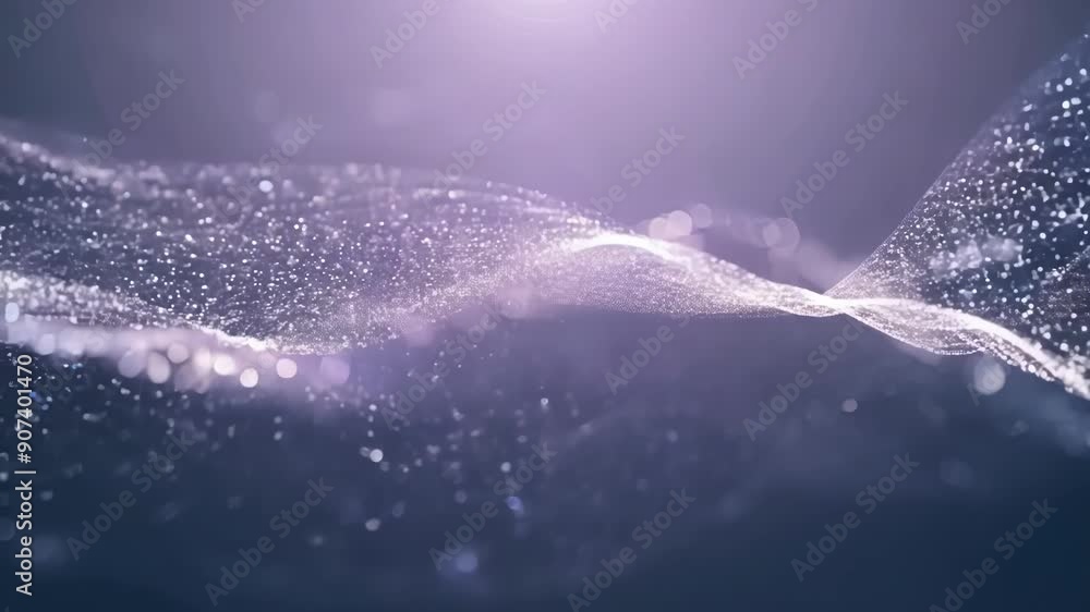 Poster an ethereal flow of sparkling particles pulsing in soothing waves of illumination.