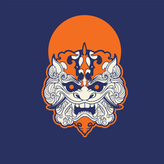 Hand Drawn Foo Dog Illustration Stock Vector	