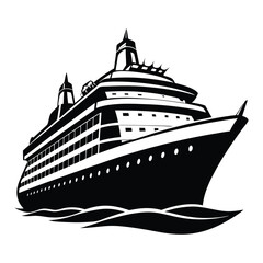 Cruise Ship Silhouette Vector Illustration, background white