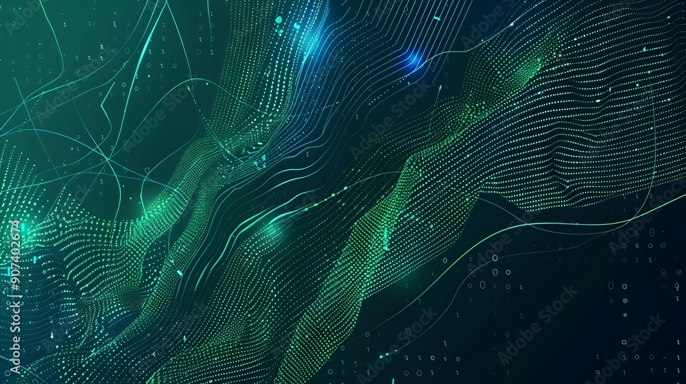 Poster corrupted digital data stream with glitchy interference patterns and cracked textures