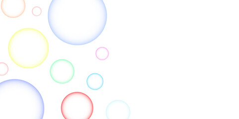 Colorful bubbles. Abstract, Colorful transparent pink, blue and soap bubbles floating in the air. Modern abstract light pink bubble background with circles. Banner pattern with copy space illustration