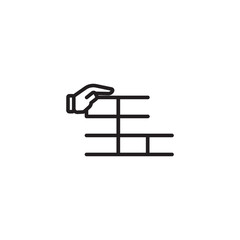 Construction, linear style icon. Person building brick wall. Editable icon.