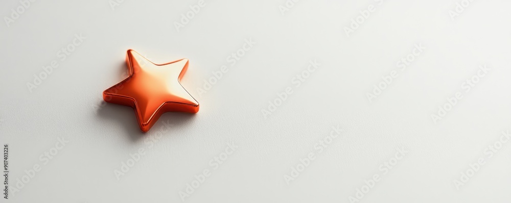 Poster minimalistic image of a single star on a clean white background, highlighting the recognition and ex