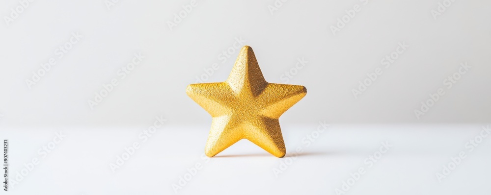 Poster minimalistic image of a single star on a clean white background, highlighting the recognition and ex