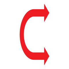 Dual semi circle red arrow. Semicircular curved long double ended arrow. Vector illustration. EPS 10/AI