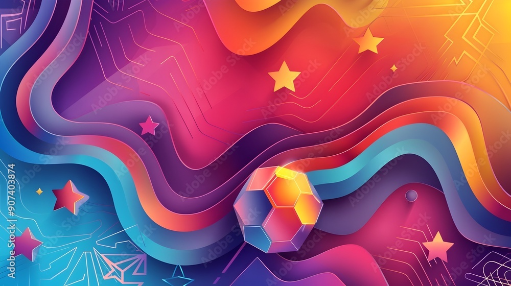 Poster polygonal shapes with gradient shading in modern sports concept background
