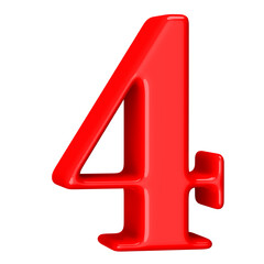 Red 3D Number 4