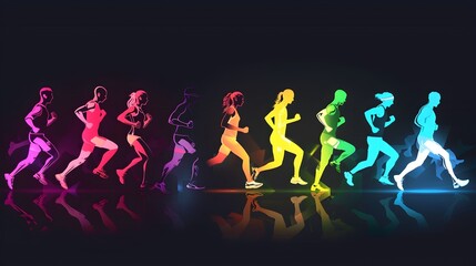 Stylized Athlete Silhouettes with Gradient Fills in Modern Sports Background