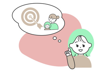 ターゲットをイメージしている女性のイラスト　背景あり