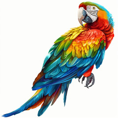 Fototapeta premium A colorful parrot with feathers, transparent background