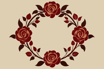 Roses floral open wreath made in vintage Victorian gothic style vector art illustration