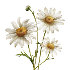 Fototapeta premium Beautiful Botanical Flower Close-Up with White Petals and Yellow Centers on Black Background