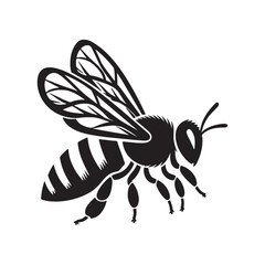 Bee Logo Icon Silhouette Vector line art illustration design