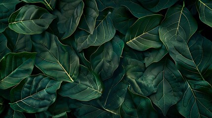 Fototapeta premium Close up shot of lush green leaves forming a vibrant and textured pattern.