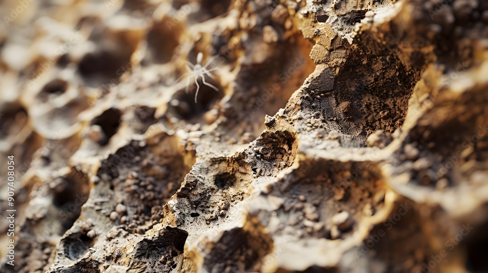 Aufkleber intricate patterns and textures of dry soil from an insect's perspective