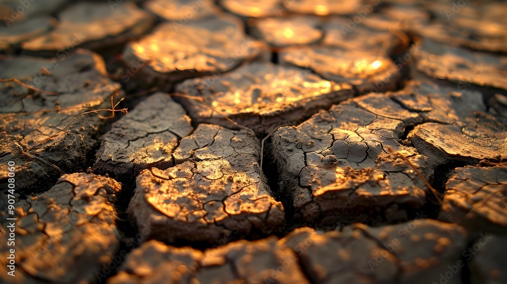 Aufkleber macro shot of intricate patterns and textures in dry soil,natural details