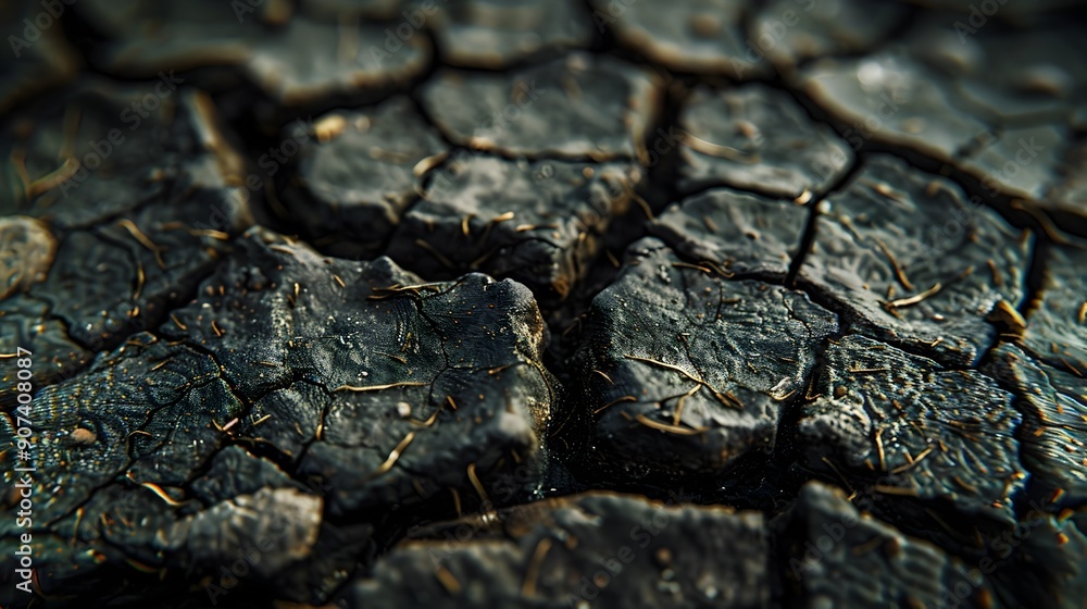 Poster intricate patterns and textures of arid soil captured in macro perspective