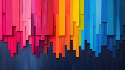 Abstract Textual Arrangement in Multicolored Paper Strips