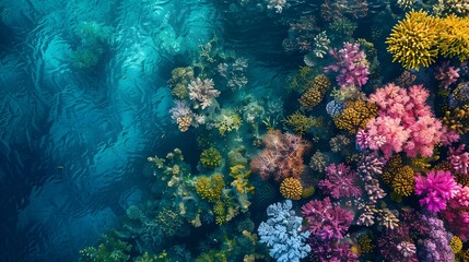 Vibrant Underwater Coral Reef Captured Through Pellucid Waters